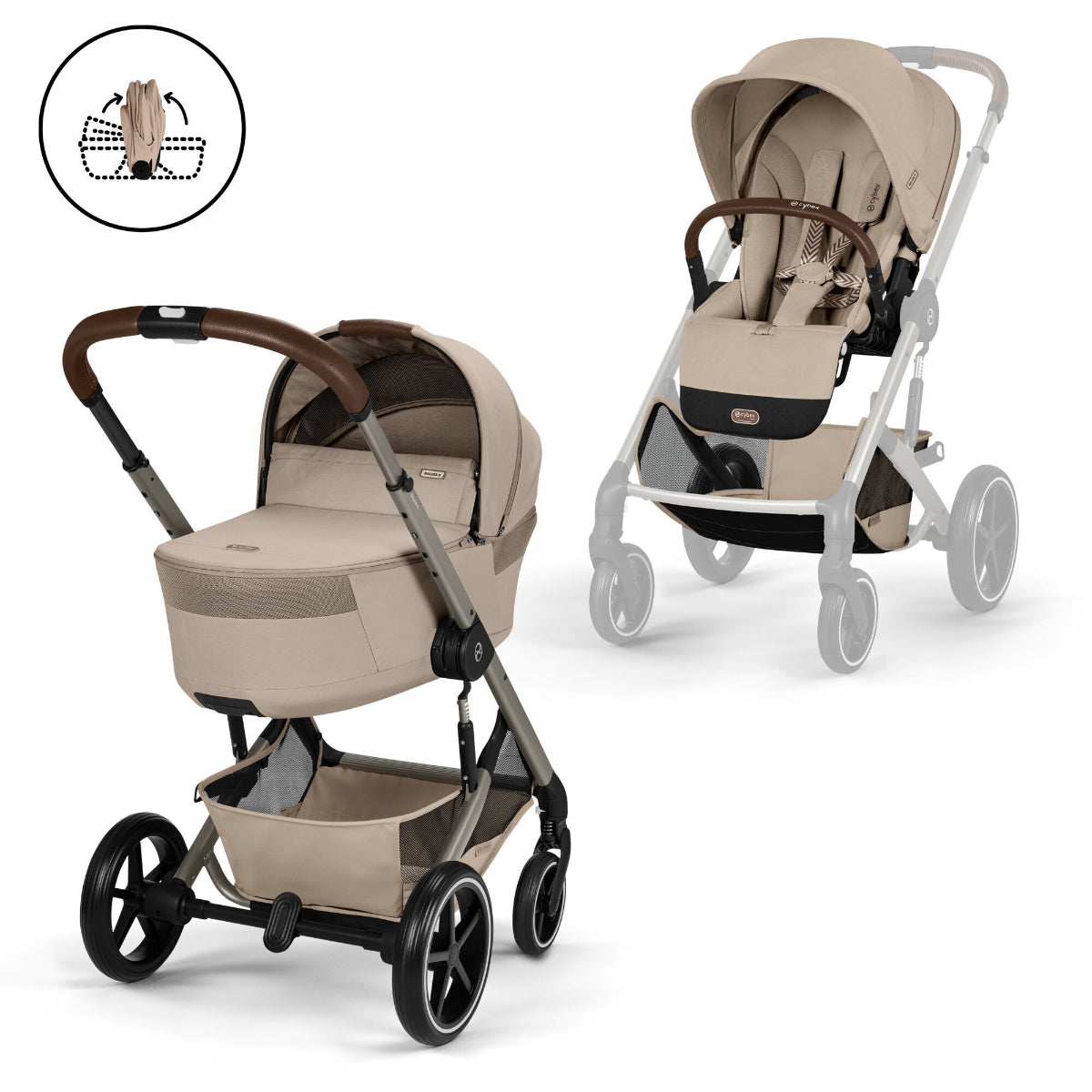 Balios S LUX TPE Beige con Navicella Richiudibile