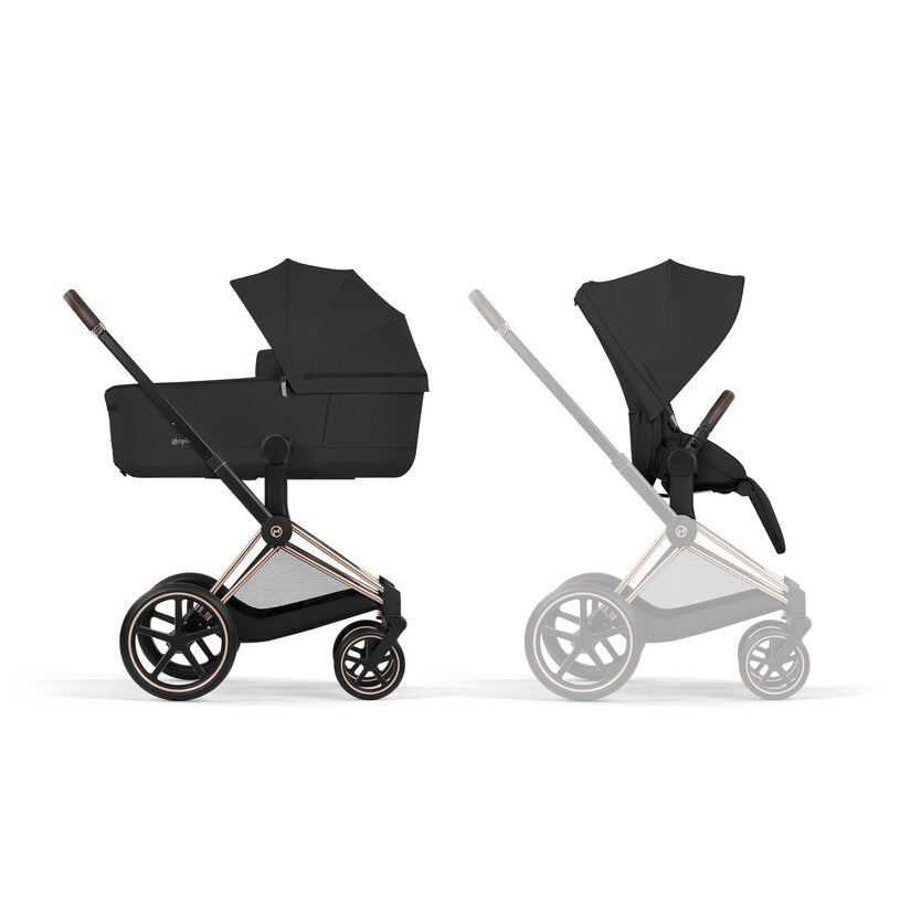 Cybex Duo Priam Comfort Sepia Black con telaio Rosegold