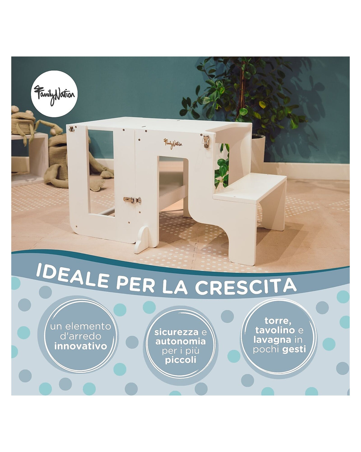 FAMILY NATION TORRE MONTESSORI 3IN1 BIANCO