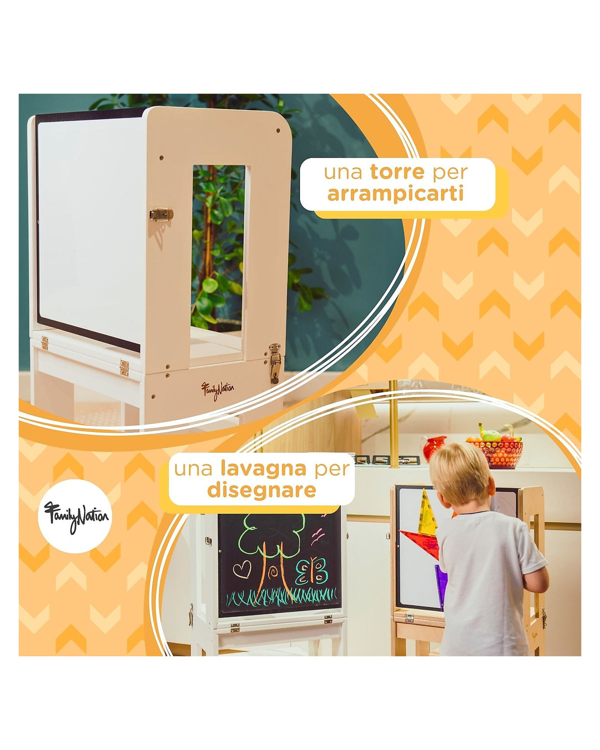 FAMILY NATION TORRE MONTESSORI 3IN1 BIANCO