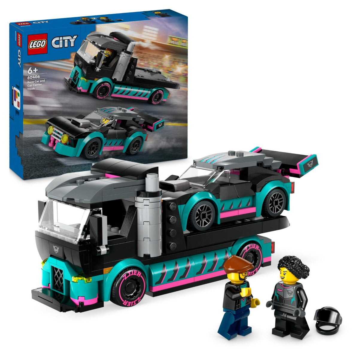 LEGO 60406 City Great Vehicles Auto da corsa e trasportatore